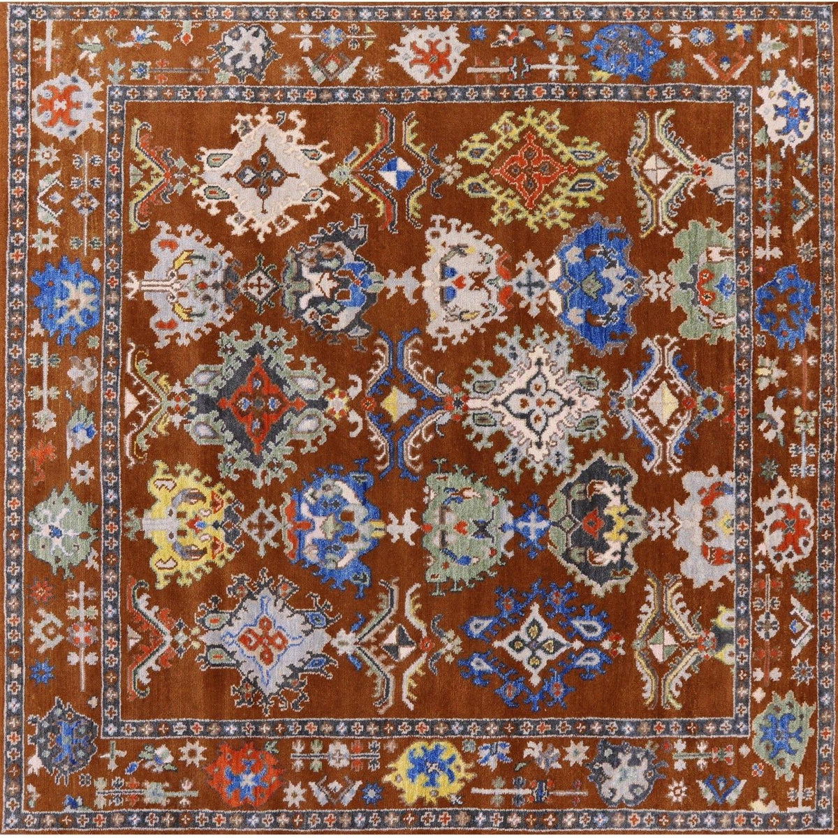 8' Square Turkish Oushak Handmade Wool Rug – Manhattan Rugs