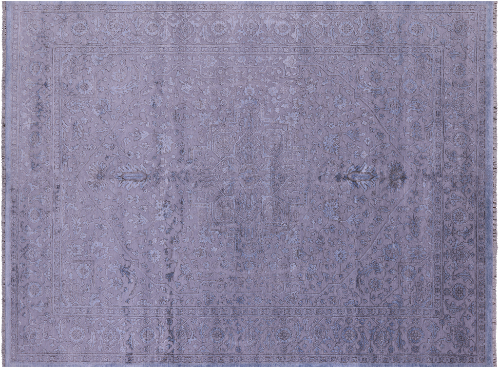 SUPER SALE Grey 9' 1" X 12' 2" Wool & Silk Handmade Persian Heriz Serapi Rug - Q12084