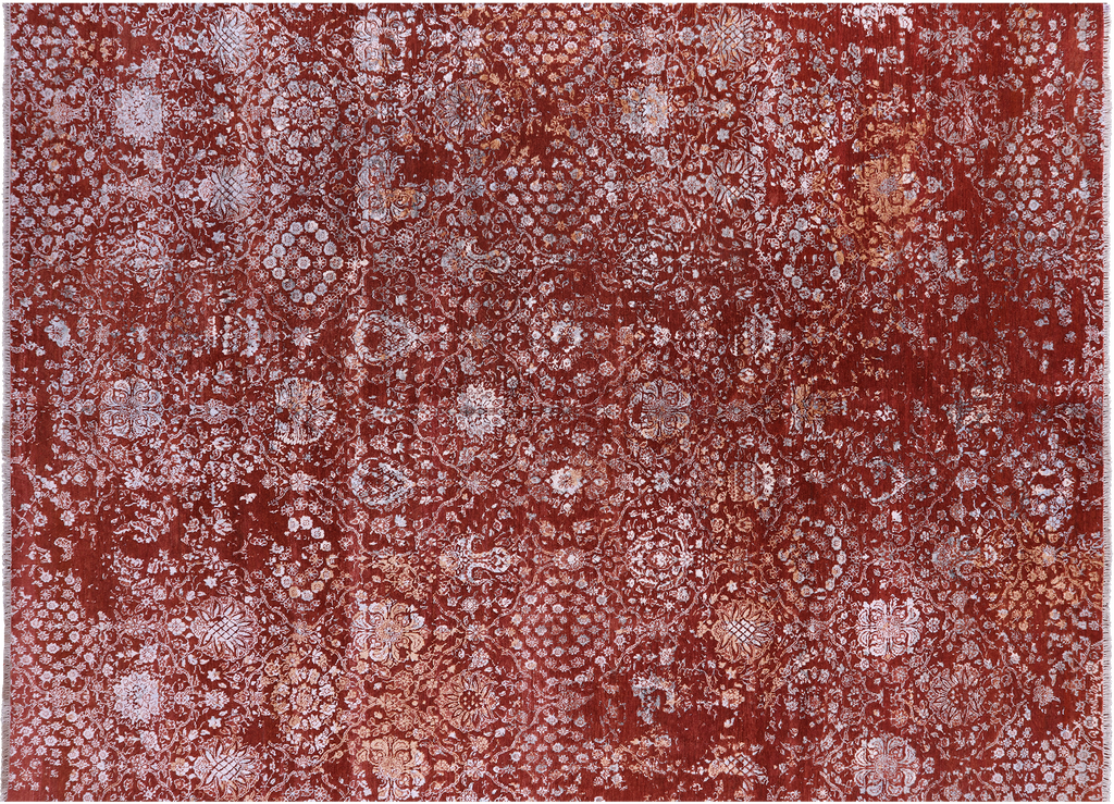 SUPER SALE 8' 11" X 12' 3" Wool & Silk Modern Handmade Rug - Q12085