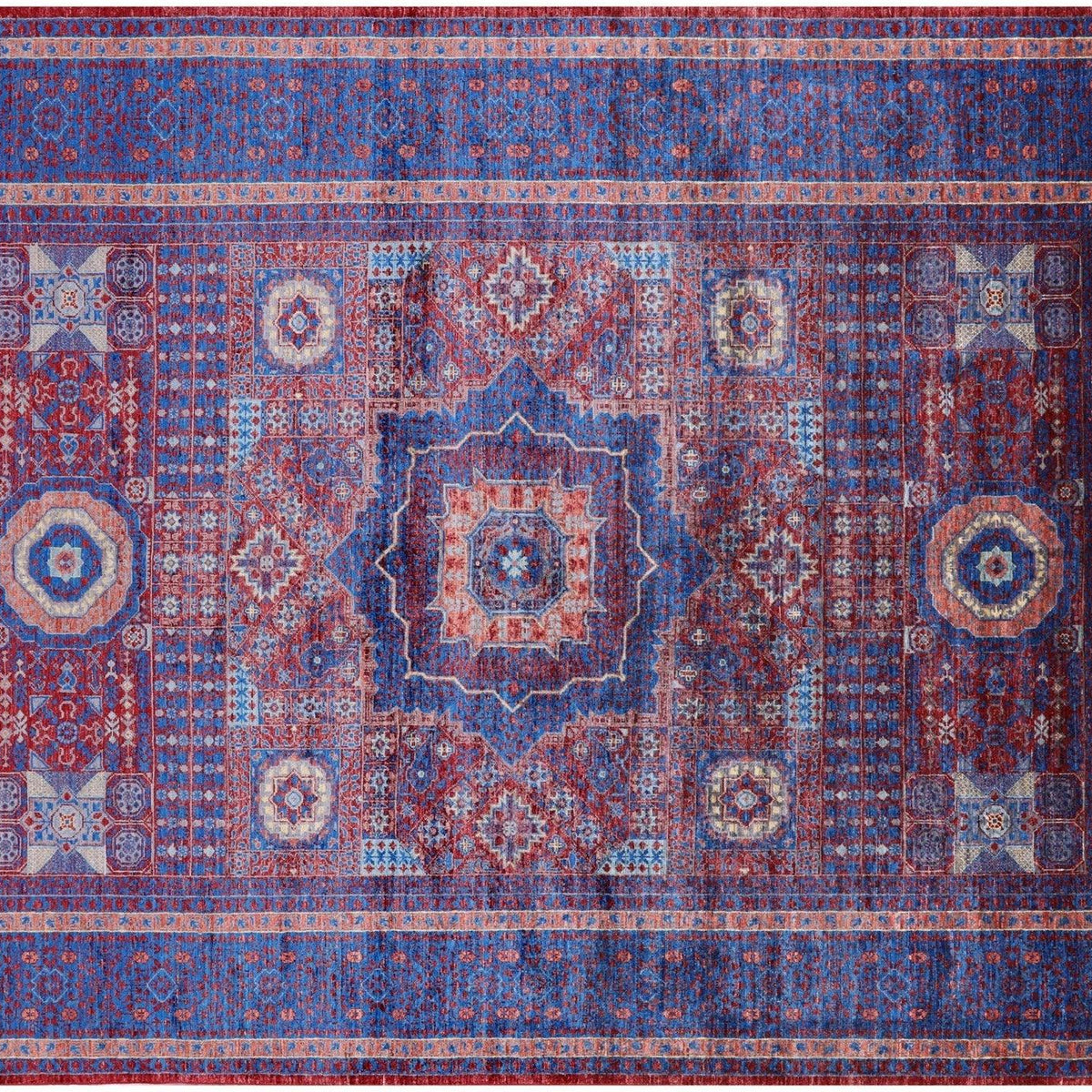 Handmade Mamluk Geometric Wool Rug 6' 9