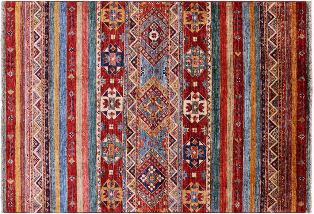 Hand Knotted Wool Super Kazak Khorjin Rug - Manhattan Rugs