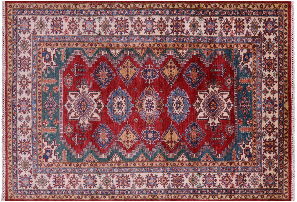 Super Kazak Geometric Hand-Knotted Wool Rug - Manhattan Rugs