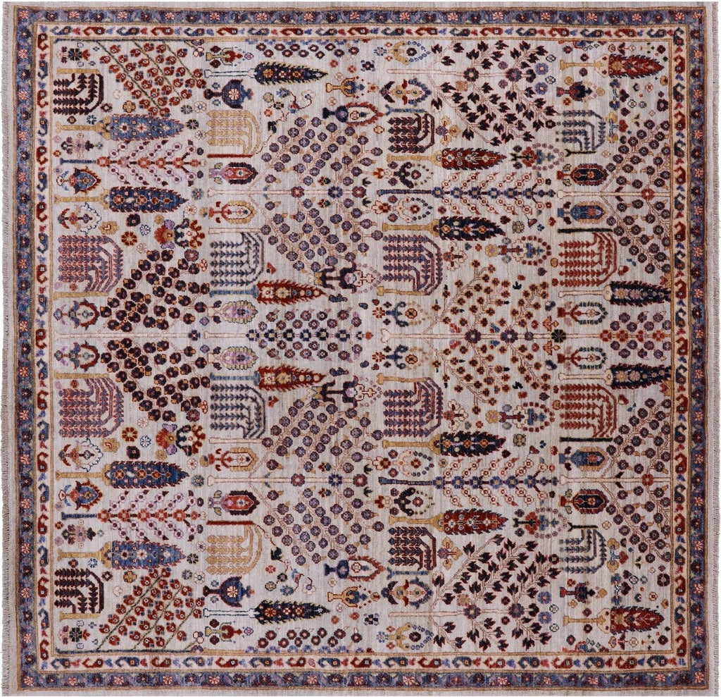 Square Hand-Knotted Persian Ziegler Wool Rug - Manhattan Rugs