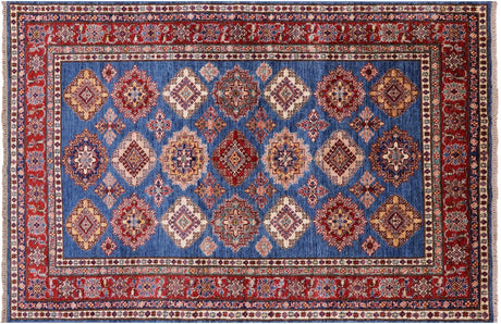 Geometric Super Kazak Hand-Knotted Wool Rug - Manhattan Rugs