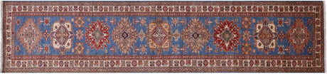 Geometric Super Kazak Handmade Runner Rug - Manhattan Rugs