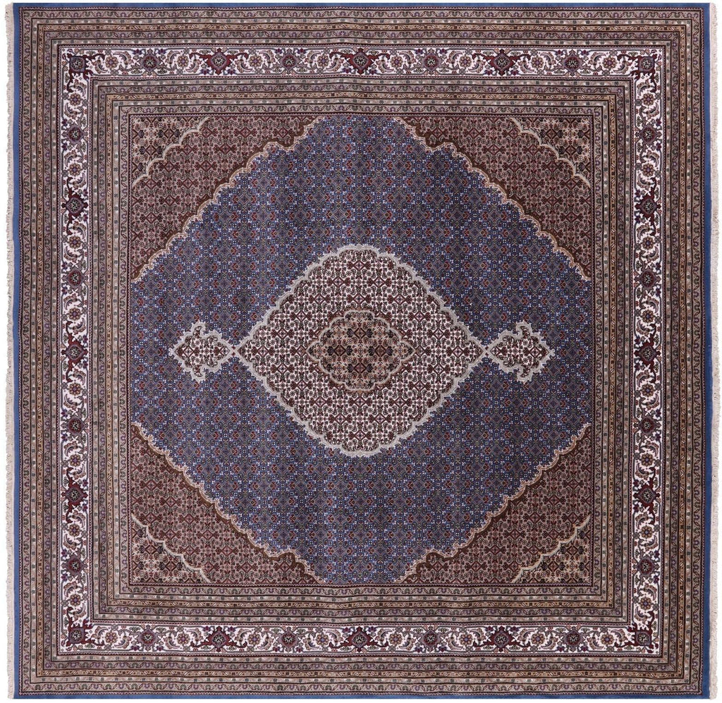 Square Wool & Silk Persian Tabriz Hand Knotted Rug - Manhattan Rugs