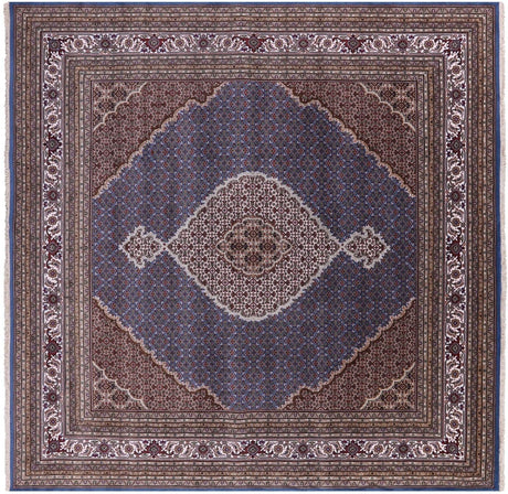 Square Wool & Silk Persian Tabriz Hand Knotted Rug - Manhattan Rugs