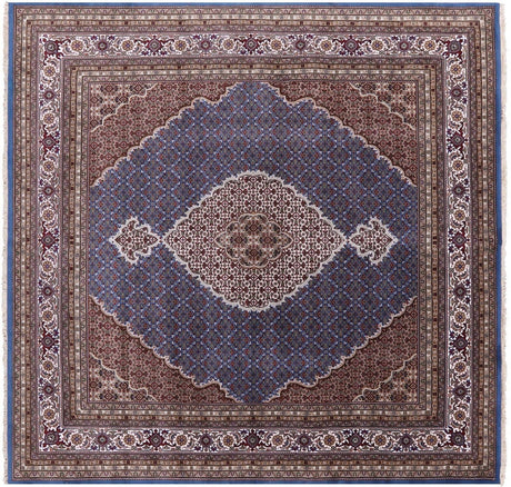 Square Persian Tabriz Wool & Silk Hand Knotted Rug - Manhattan Rugs