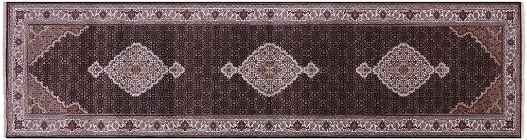 Wool & Silk Hand-Knotted Persian Tabriz Runner Rug - Manhattan Rugs