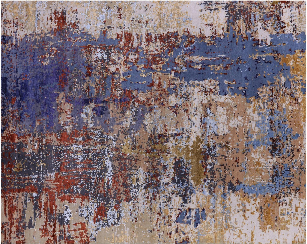 Abstract Hand Knotted Wool & Silk Rug - Manhattan Rugs