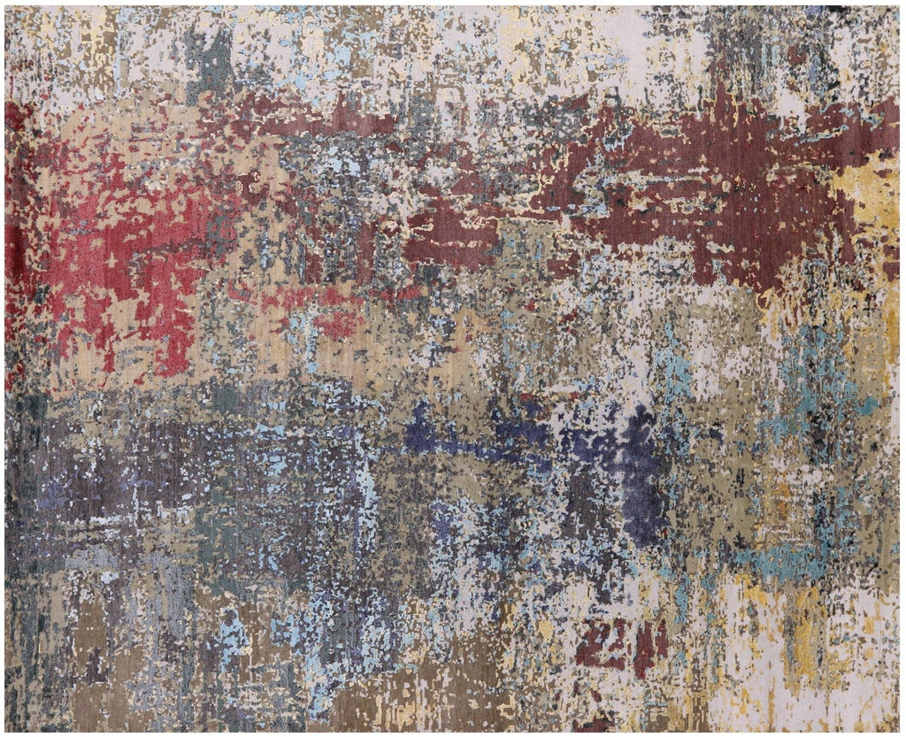 Wool & Silk Hand Knotted Abstract Rug - Manhattan Rugs