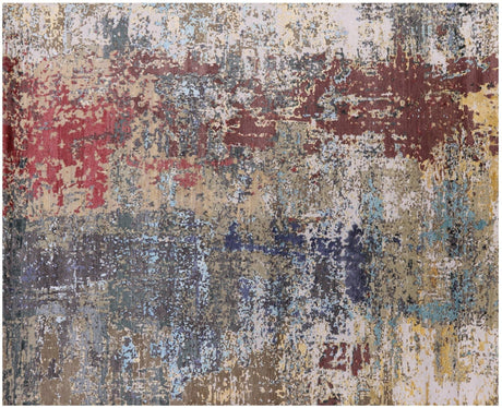 Wool & Silk Hand Knotted Abstract Rug - Manhattan Rugs