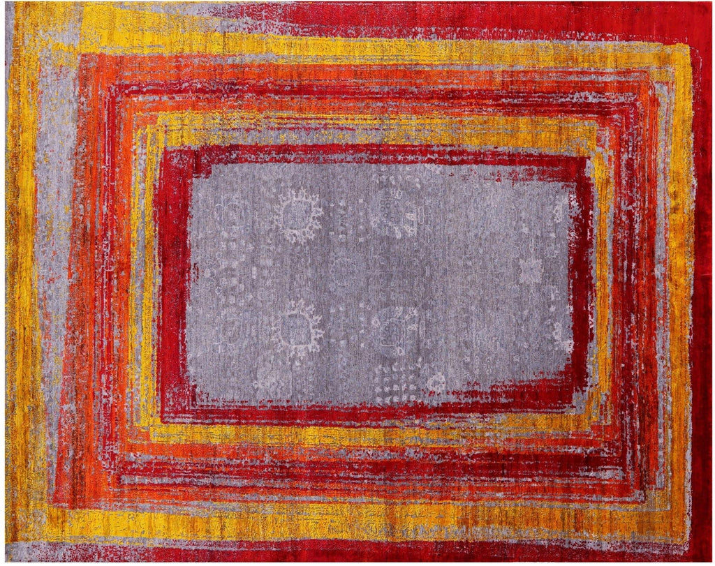 Contemporary Hand Knotted Wool & Silk Rug - Manhattan Rugs