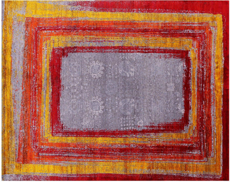 Contemporary Hand Knotted Wool & Silk Rug - Manhattan Rugs