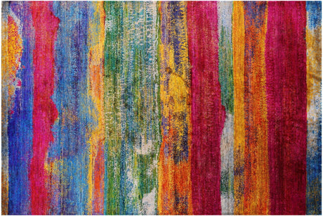 Abstract Hand-Knotted Silk Rug - Manhattan Rugs