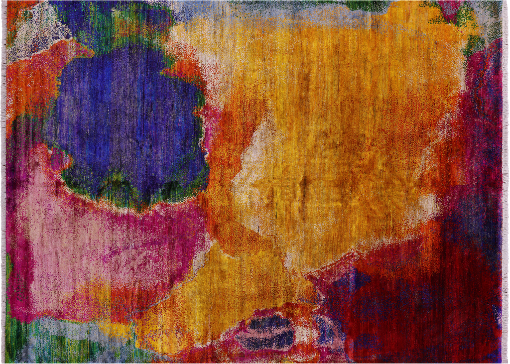 Handmade Abstract Silk Rug 5' 7" X 7' 7" - Q13097