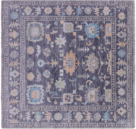Square Hand-Knotted Turkish Oushak Wool Rug - Manhattan Rugs