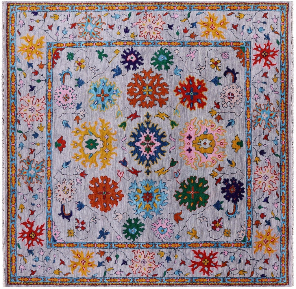 Square Turkish Oushak Hand Knotted Wool Rug - Manhattan Rugs