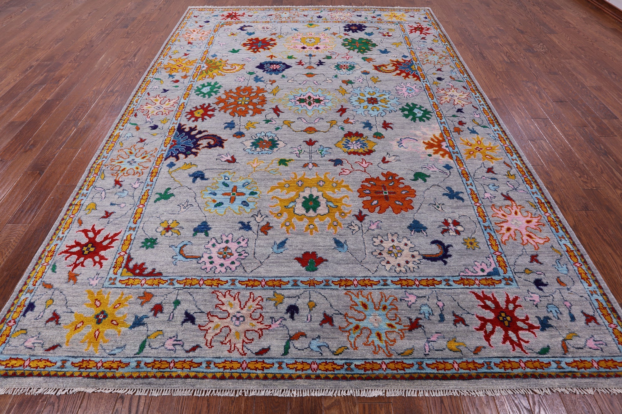 Turkish Oushak Hand-Knotted Wool Rug 8' 11