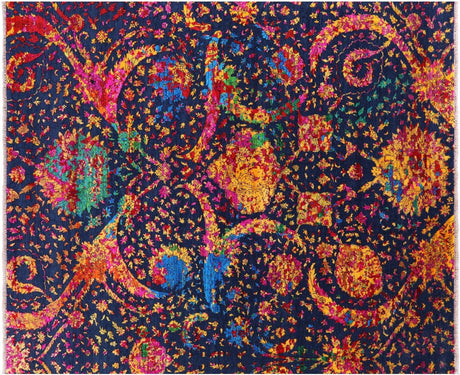 Wool & Silk Persian Sickle Leaf Design Handmade Rug - Manhattan Rugs