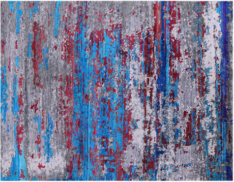 Handmade Wool & Silk Abstract Rug - Manhattan Rugs