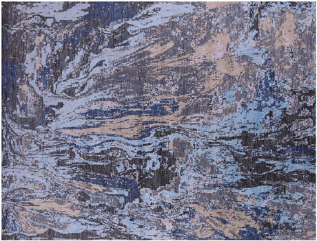 Hand Knotted Wool & Silk Abstract Rug - Manhattan Rugs