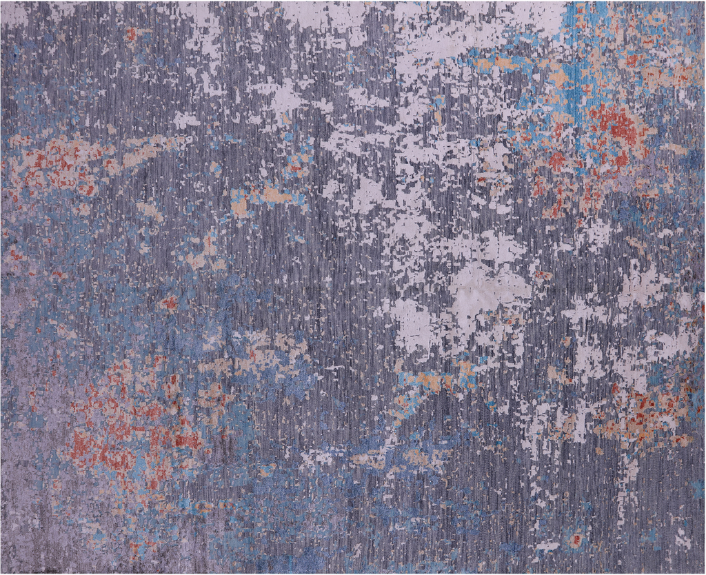 SUPER SALE 8' 2" X 10' 2" Hand-Knotted Abstract Wool & Silk Rug - Q13518