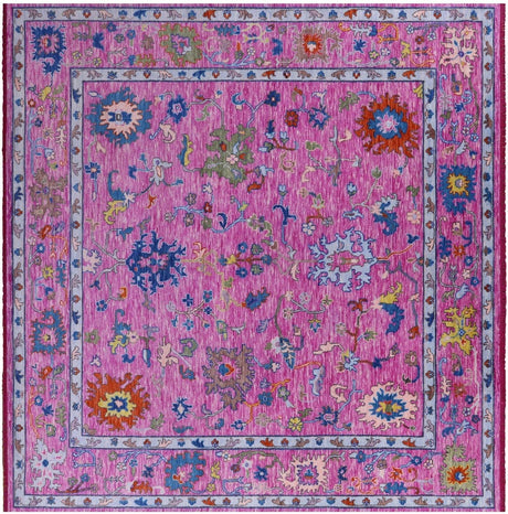 Square Hand Knotted Turkish Oushak Wool Rug - Manhattan Rugs