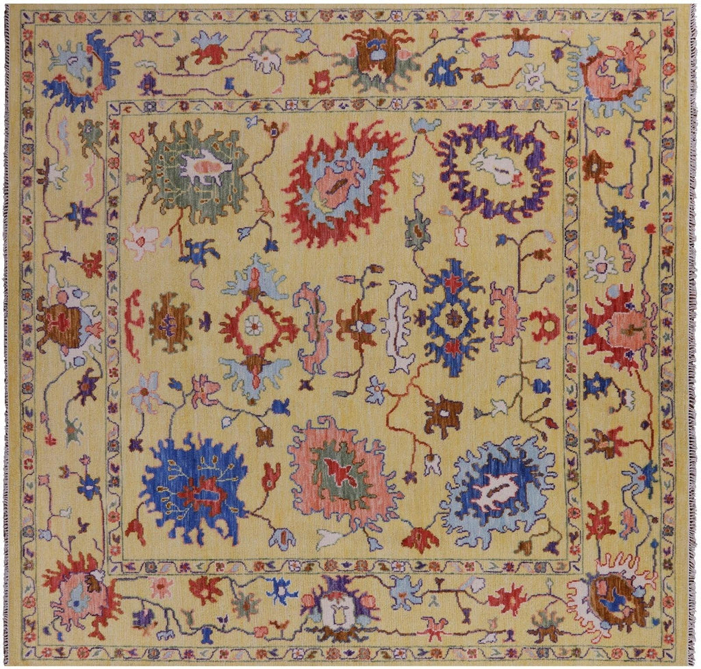Square Hand-Knotted Turkish Oushak Wool Rug - Manhattan Rugs