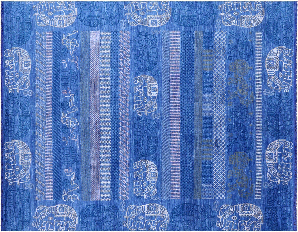 Hand Knotted Persian Gabbeh Elephant Design Wool Rug - Manhattan Rugs