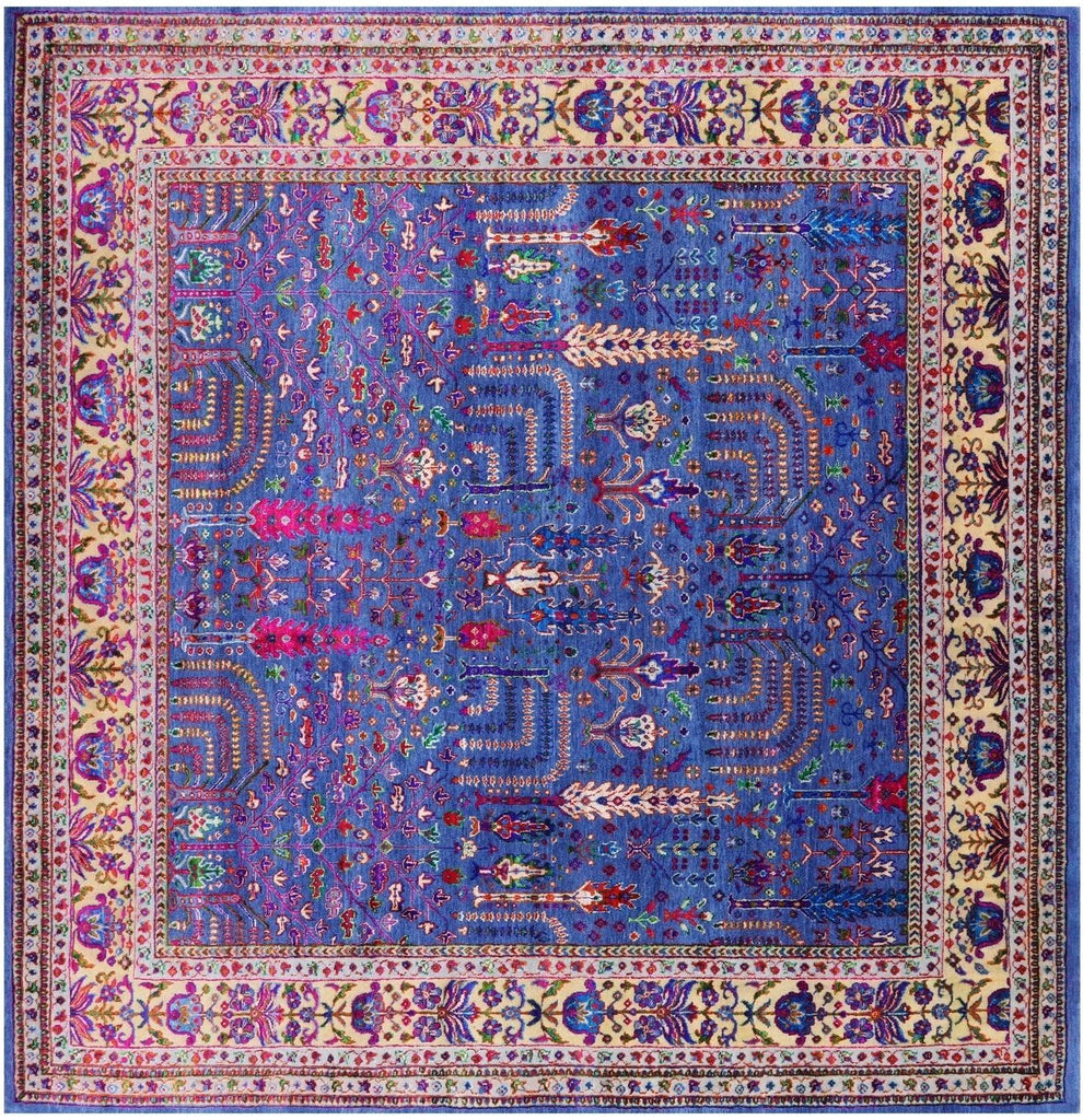 Square Wool & Silk Persian Ziegler Hand-Knotted Rug - Manhattan Rugs