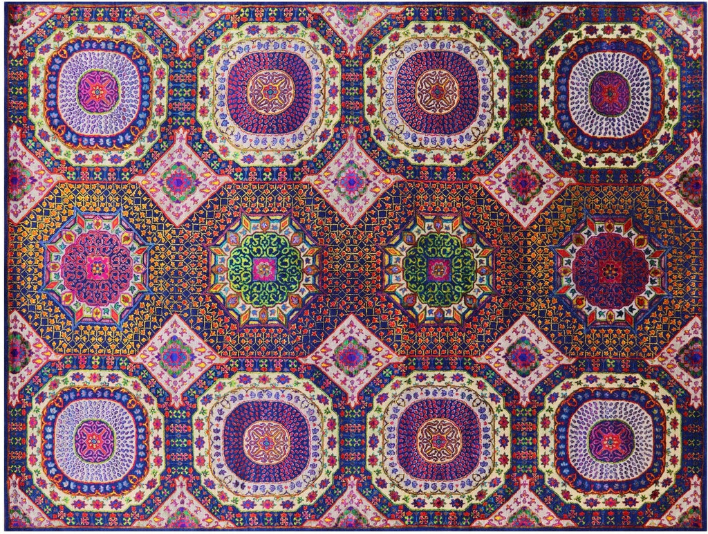 Handmade Mamluk Geometric Wool & Silk Rug - Manhattan Rugs