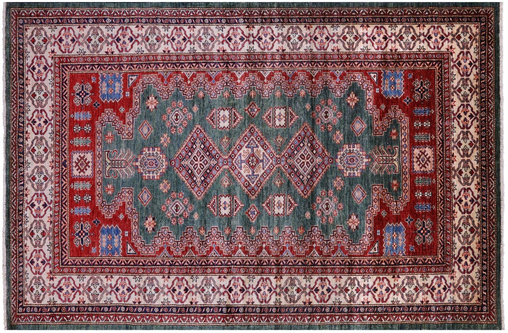 Super Kazak Geometric Hand-Knotted Wool Rug - Manhattan Rugs