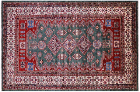 Super Kazak Geometric Hand-Knotted Wool Rug - Manhattan Rugs