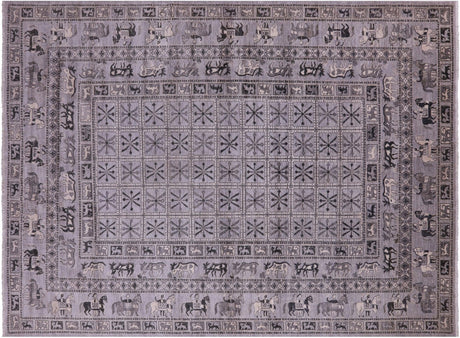 Handmade Antiqued Pazyryk Historical Design Wool Rug - Manhattan Rugs