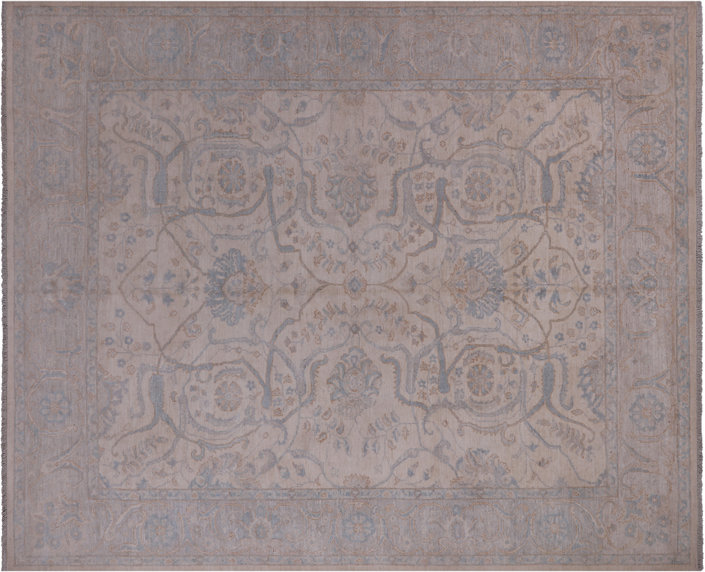 Ivory Turkish Oushak Hand-Knotted Wool Rug 8' 1" X 9' 7" - Q14563