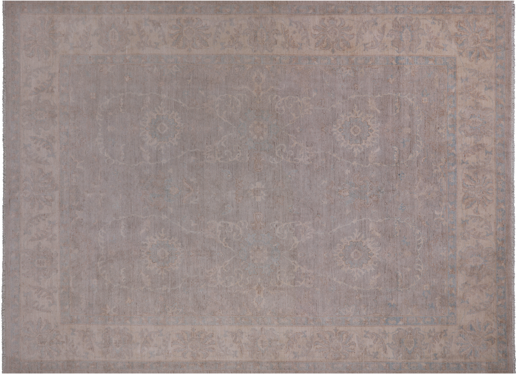 Grey Turkish Oushak Hand-Knotted Wool Rug 8' 8" X 11' 9" - Q14608