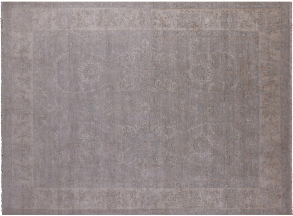 Grey Turkish Oushak Hand-Knotted Wool Rug 8' 8" X 11' 9" - Q14608