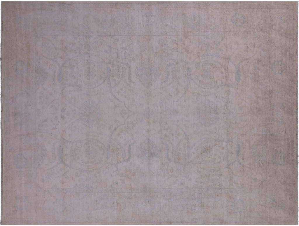 Ivory 8' 11" X 11' 9" Turkish Oushak Handmade Wool Rug - Q14609