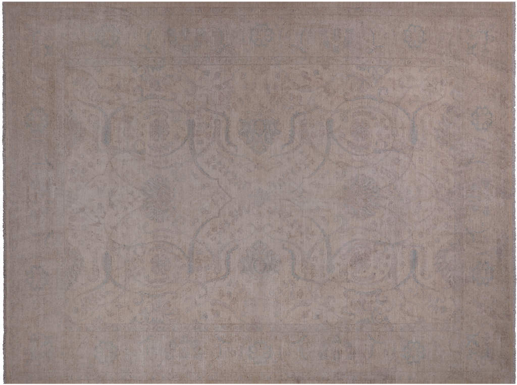 Ivory 8' 11" X 11' 9" Turkish Oushak Handmade Wool Rug - Q14609