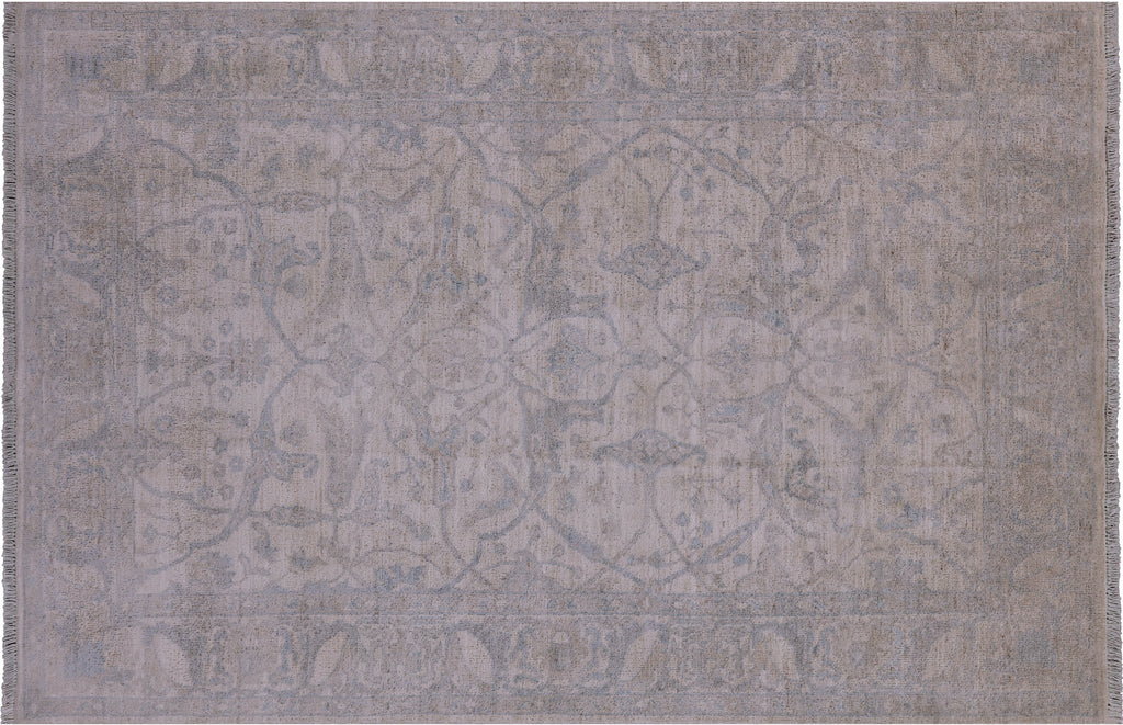 Ivory Turkish Oushak Hand-Knotted Wool Rug 3' 10" X 5' 9" - Q14618