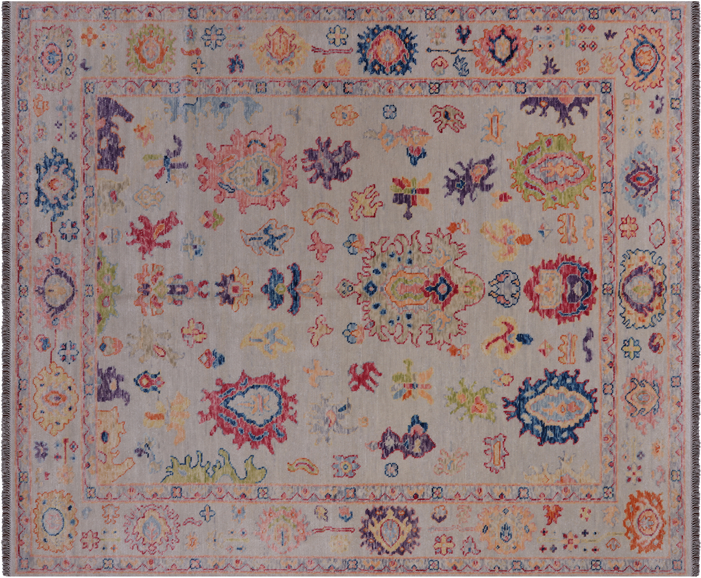 SUPER SALE Ivory Turkish Angora Oushak Hand Knotted Rug 8' 4" X 9' 11" - Q14831