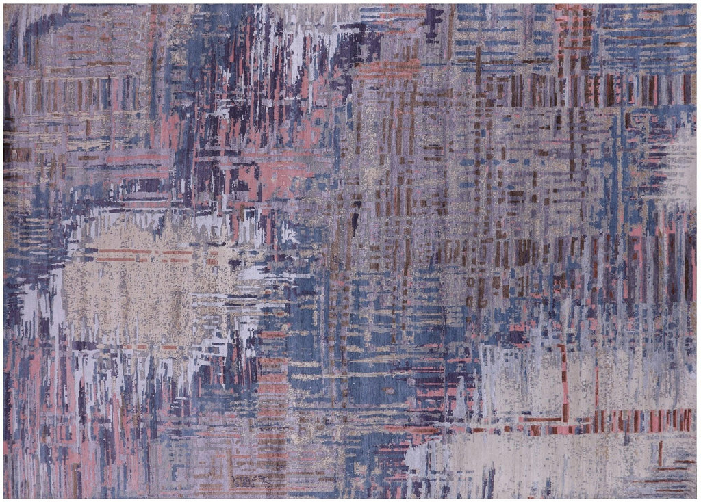 Wool & Silk Abstract Hand-Knotted Rug - Manhattan Rugs