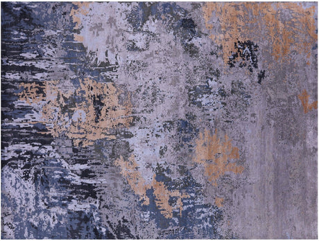 Wool & Silk Abstract Handmade Rug - Manhattan Rugs