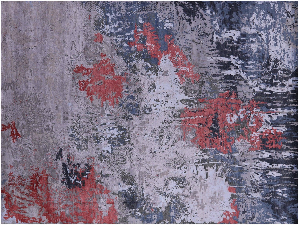 Abstract Wool & Silk Hand Knotted Rug - Manhattan Rugs