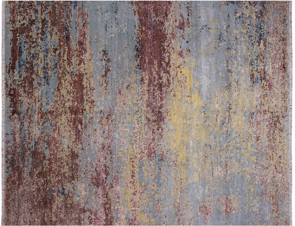 SUPER SALE Abstract Hand Knotted Wool & Silk Rug 7' 11" X 10' 0" - Q14867