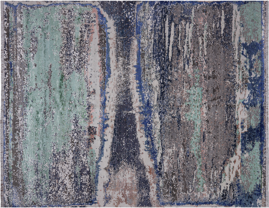 7' 11" X 10' 1" Hand-Knotted Abstract Wool & Silk Rug - Q14871