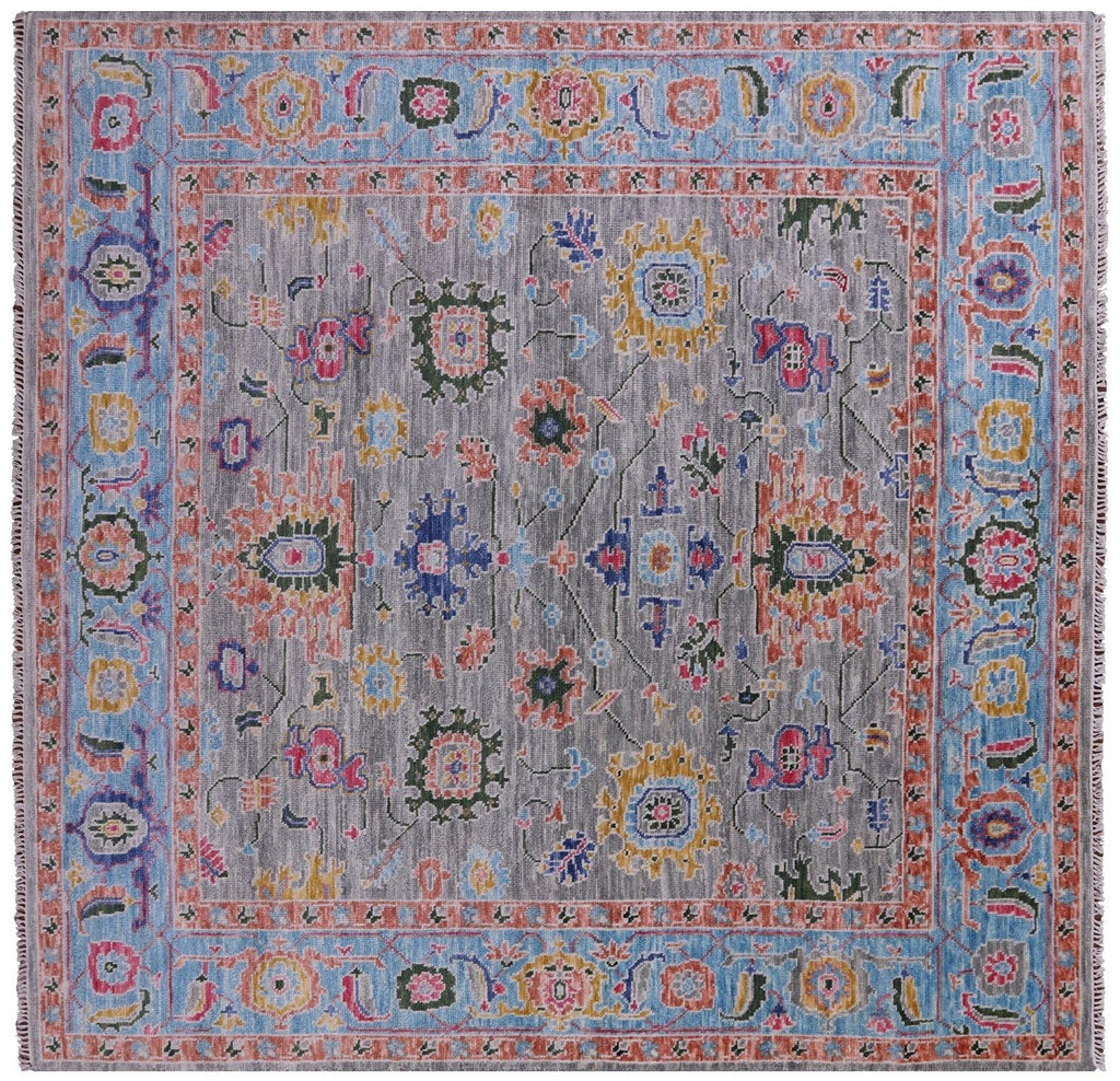 Square Turkish Oushak Hand Knotted Wool Rug - Manhattan Rugs