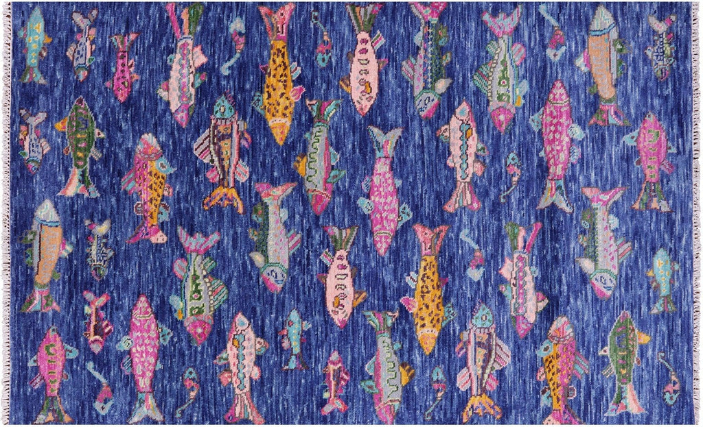 Hand Knotted Gabbeh Fish Design Wool Rug - Manhattan Rugs