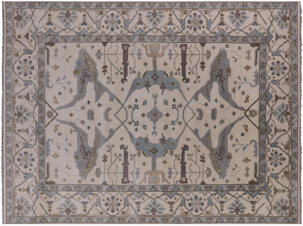 Ivory Turkish Oushak Handmade Wool Area Rug 8' 11" X 11' 10" - Q1539